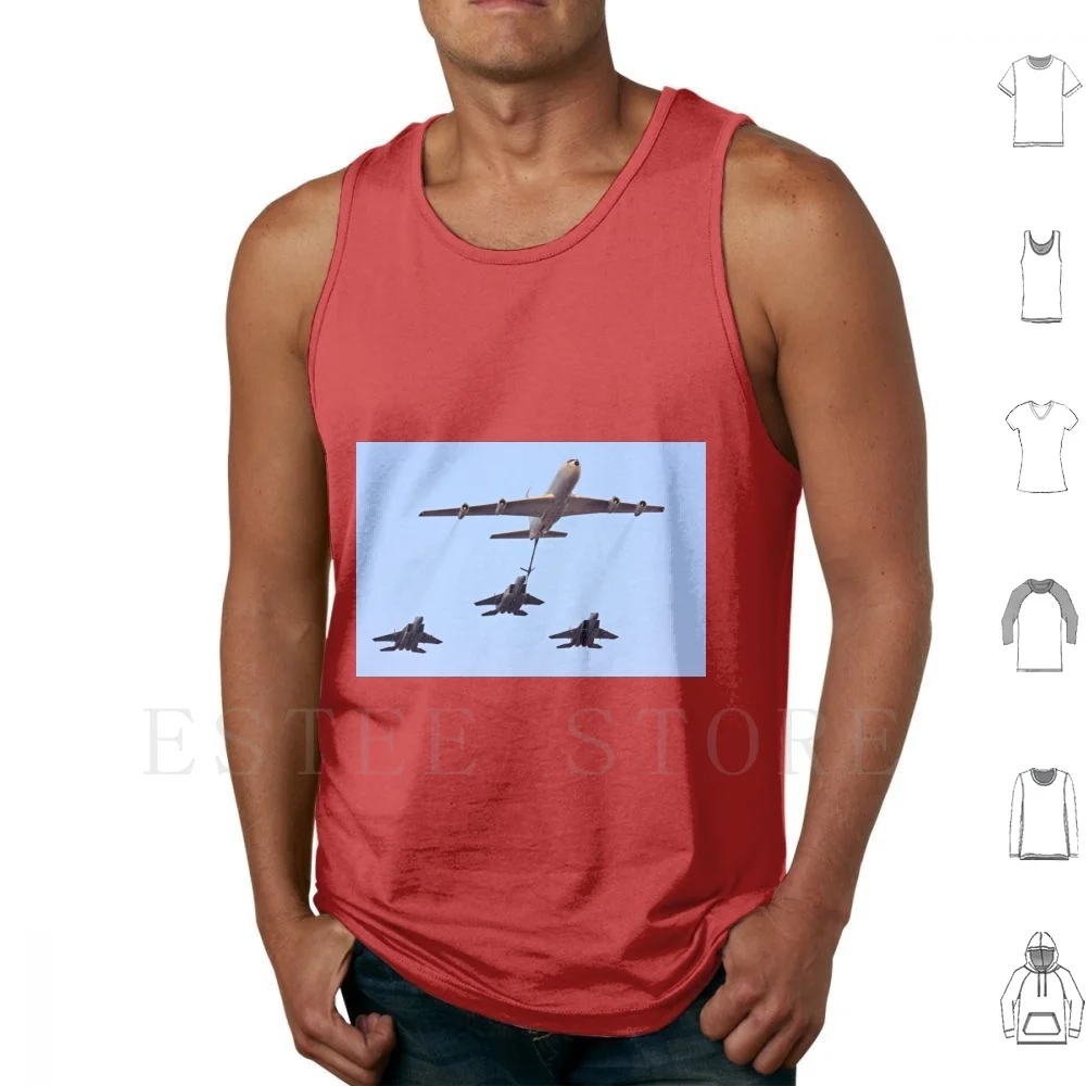 3 Israeli Air Force F15 Fighter Jets Being Refueled By A Boeing 707 In Flight Tank Tops Vest Sleeveless Israel Israel