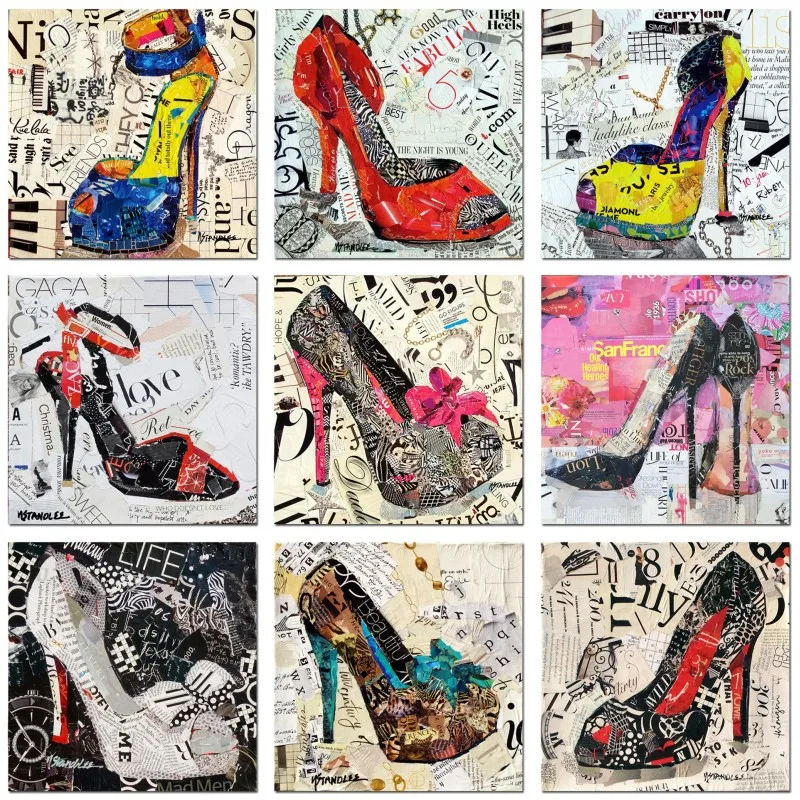 Abstract Woman High Heels Canvas Paintings Retro Posters and Prints Wall Graffiti Art Picture for Living Room Decoration Cuadros