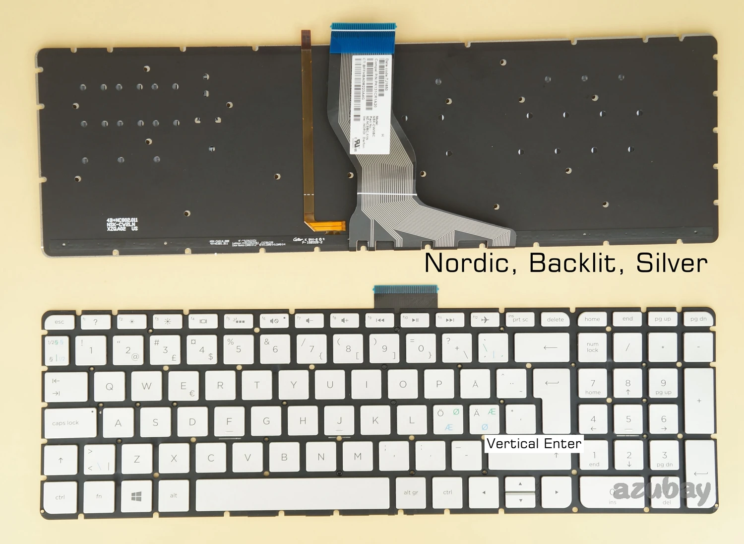 

Nordic Keyboard For HP 15- ae105no ae106no ah000no, 17- g002no g003no g004no g005no g006no g011no g013no g014no g030no Backlit