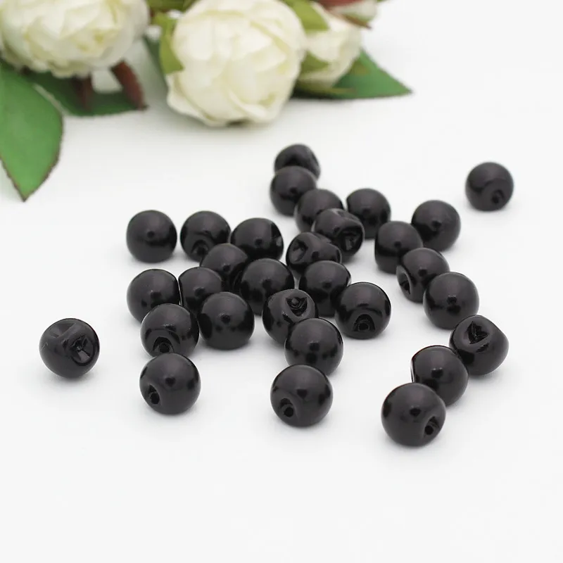 50pcs/lot 8/10/12mm 4 size  black pearls Buttons  sdark hole plastic Decorative Buttons Sewing diy Accessories Scrapbooking