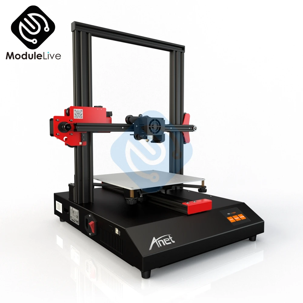 Anet-impressora 3d et4 220*220*250mm, estrutura de metal, nivelamento automático, função de retomar impressão após queda de energia, detecção de filamento