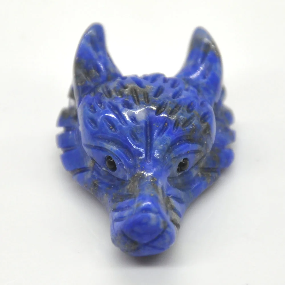 1PC Wolf Head Pendant Natural Gemstone Lapis Lazuli Healing Crystal Necklace Animal Fashion Gifts Jewelry