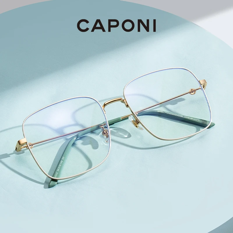 CAPONI Women Glasses Frame Blue Light Blocking Computer Glasses Square Luxury Brand Design Clear Optical Eyeglasses BF4450