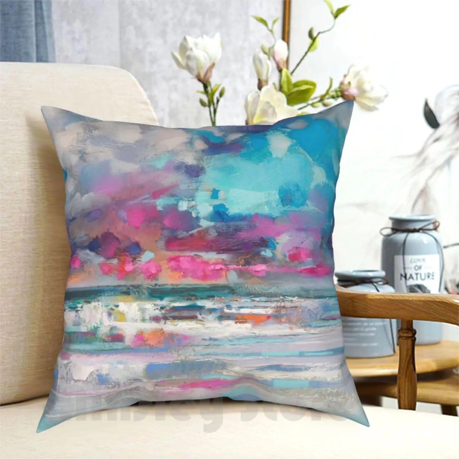 Atlantic Magenta Pillow Case Printed Home Soft Throw Pillow Scottish Abstract Atmospheric Landscape Scotland Colour