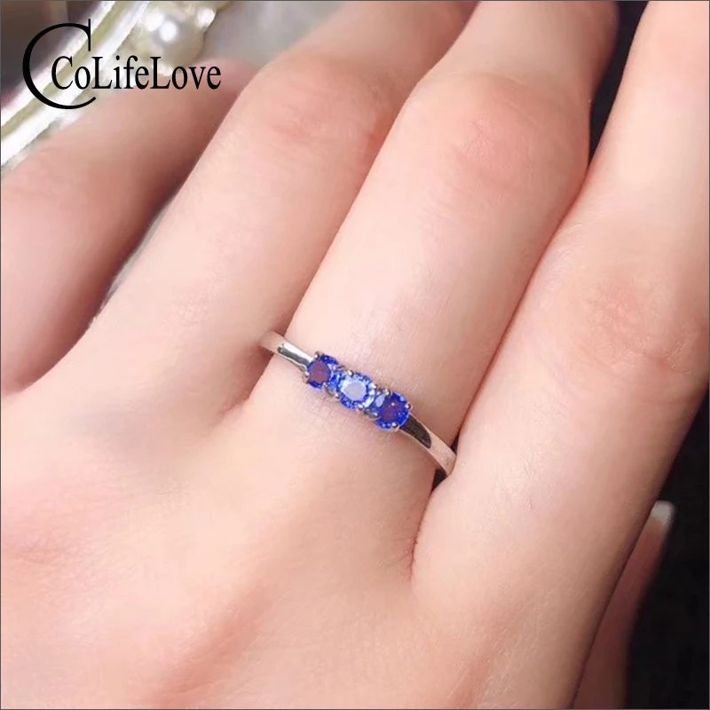 

CoLife Jewelry 100% Natural Tanzanite Ring 3mm Real Tanzanite Silver Ring 925 Silver Gemstone Jewelry Birthday Gift for Girl