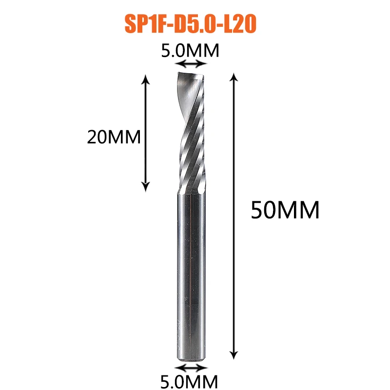 1 st AAAAA CNC Acryl Hout Aluminium Frees 1-12mm 3D Graveren Enkele Fluit Frees Spiraal frees Houtbewerking