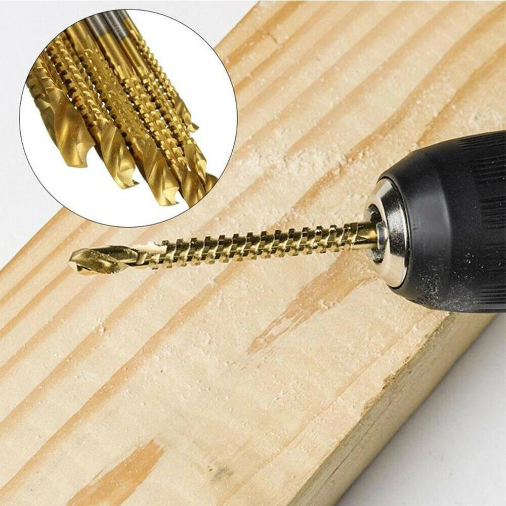 6 pz/set 3mm 4mm 5mm 6mm 6.5mm 8mm HSS Ti titanio rivestito passo punta da trapano lavorazione del legno metallo foro taglio sega strumento coclea noiosa
