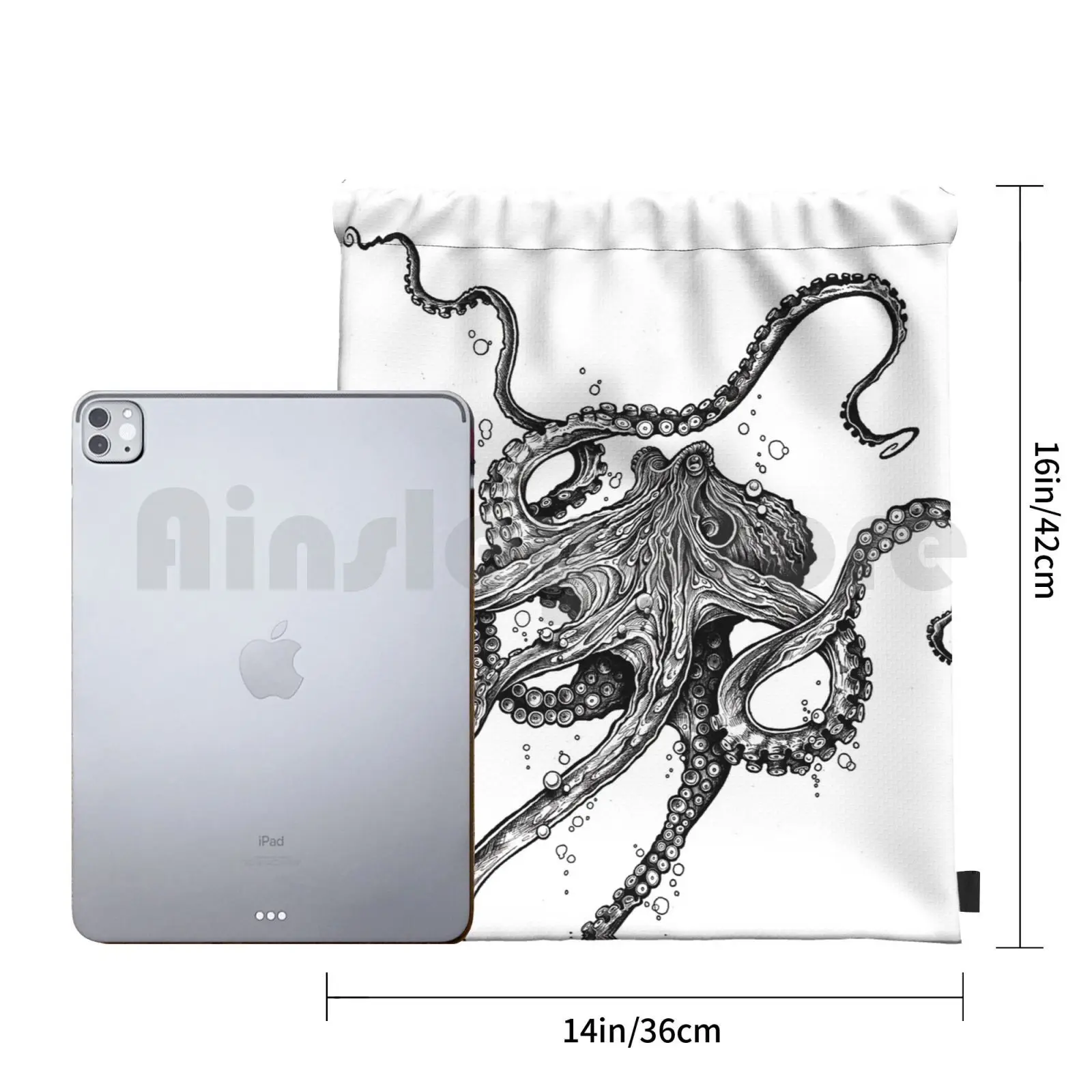 Octopus Backpack Drawstring Bag Riding Climbing Gym Bag  Octopus Tentacles Ocean Animals Underwater Nature Sea Mollusc Pen