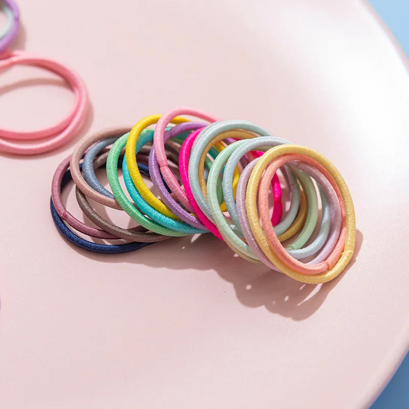 100PCS 3CM Small Elastic Hair Bands Girls Kids Colorful Rubber Bands Scrunchies Macaron Candy Elastic Hair Ties Hair Accessories