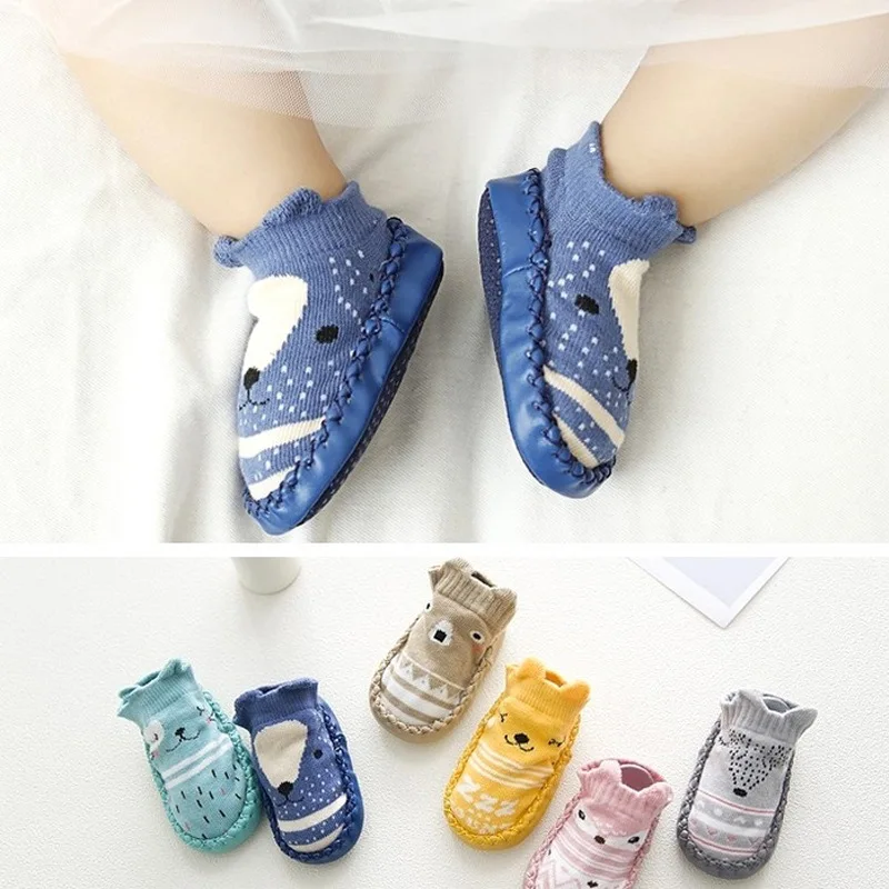 Cartoon Baby Socks With Rubber Soles Infant Sock Newborn Autumn Winter Children Floor Socks Shoes Non-slip Soft Toddler Footwear