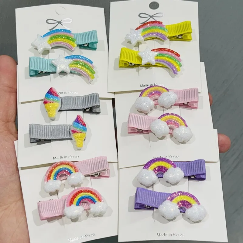 

12Pcs/Set Girls Cute Rainbow Ice Cream Hair Clips Kids Lovely Hairpins Headband Barrettes Kids Fashion Hair Accessories Gift