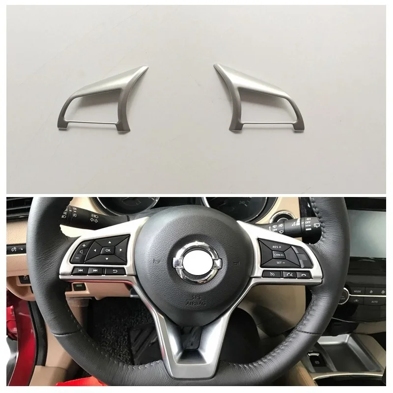 2PCS Car Steering Wheel Button Cover Trim Chrome ABS For Nissan Qashqai J11 2018 2019 Car Stickers