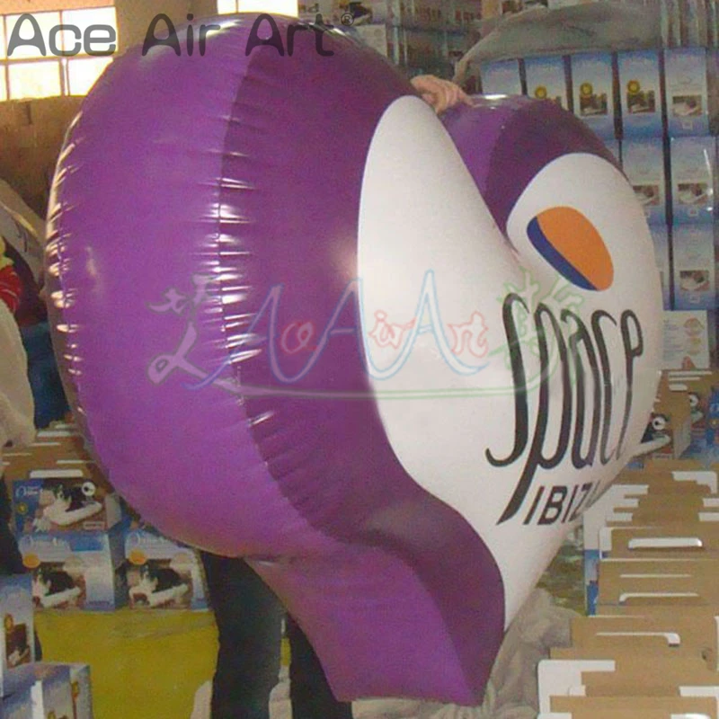 Valentine Airblown Inflatable  Purple Love Heart Oxford Decoration with Base for Advertising and Parties