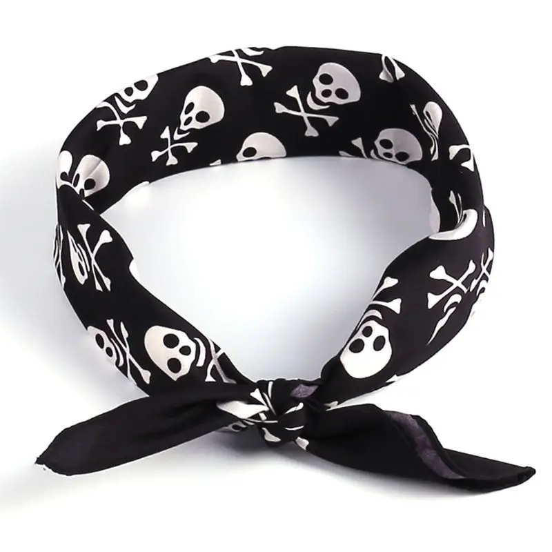 54x54cm Unisex Flaming Skull Square Bandanas Cotton Motorcycle Eagle Print Neck Tie Biker Handkerchief Hip Hop Dancing Head Wrap