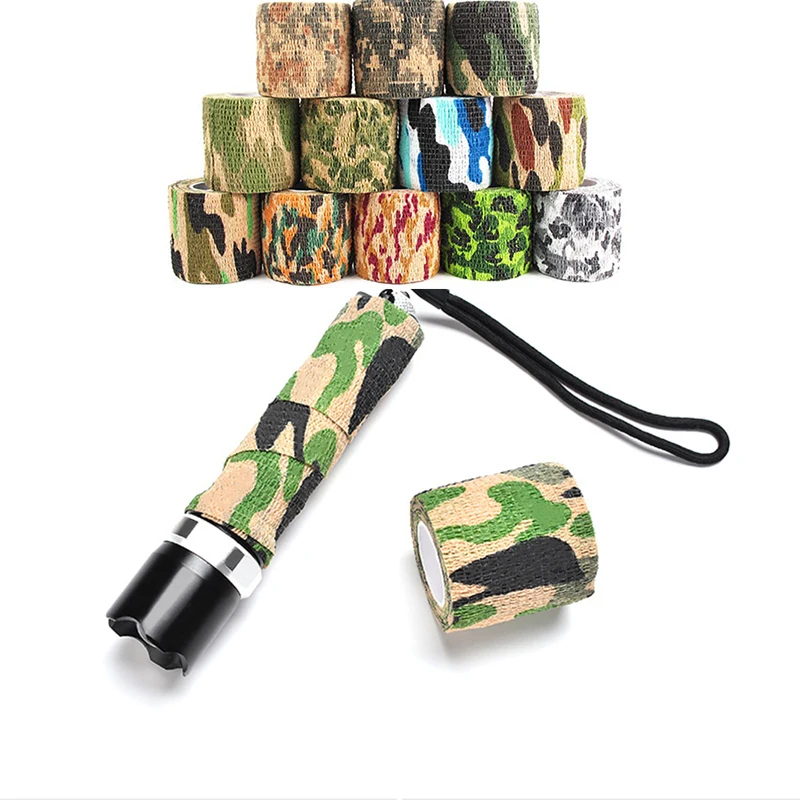 Disposable Self-adhesive Flex Camouflage Bandage Hunt Disguise Decor Tattoo Handle Grip Tube Wrap Elbow Elastic Stickers Tape