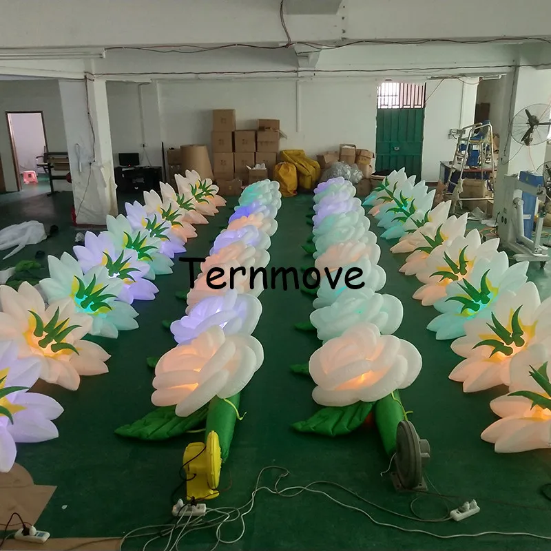 LED light 10m inflatable flower chain for wedding opening decorations Inflatable Led Lighting Flower tube pipe for Decoration