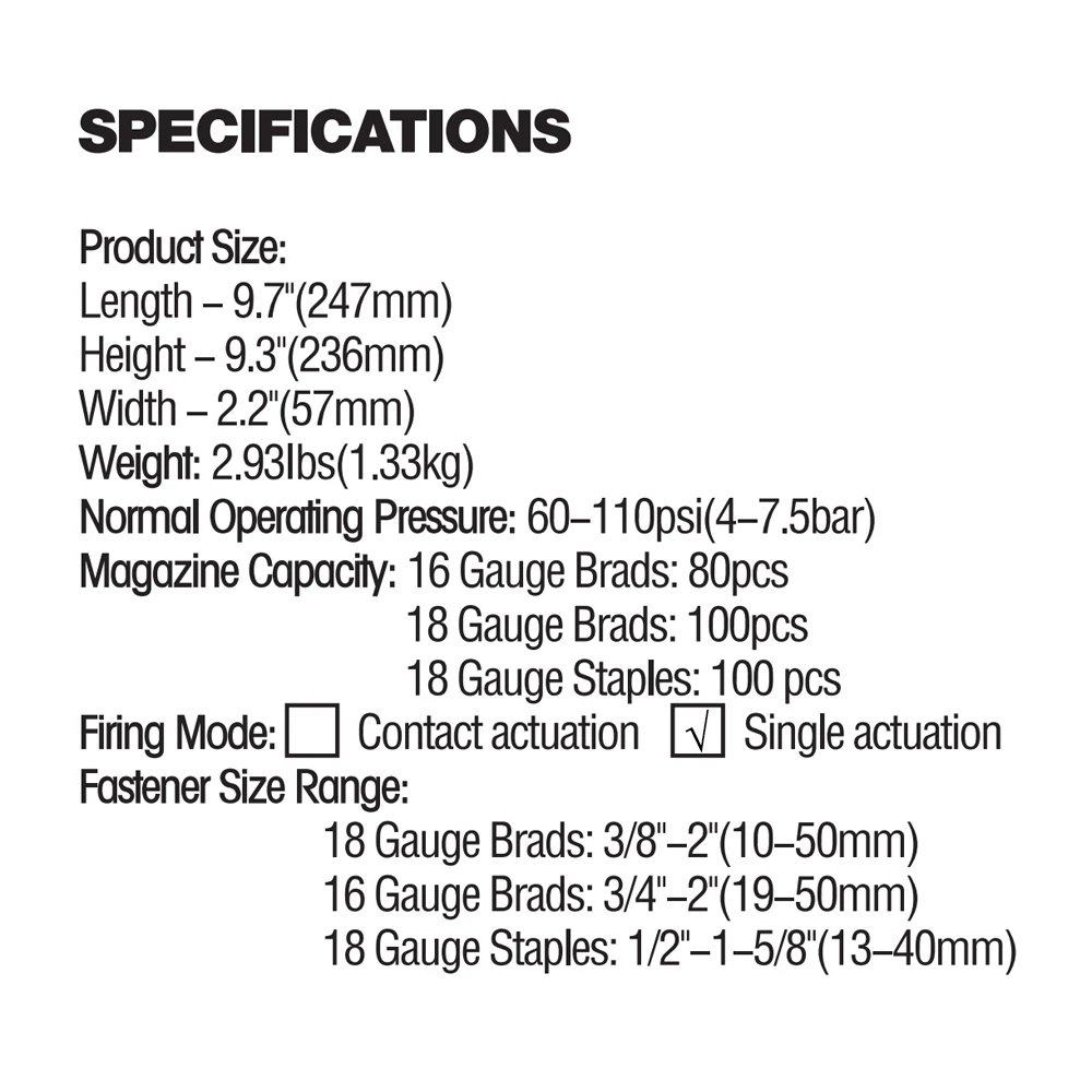 후지와라 3-in-1 목공 공압 네일 건 18Ga/20Ga 목공 공기 스테이플러 F10-F50, T20-T50, 440K 손톱 목공 장식