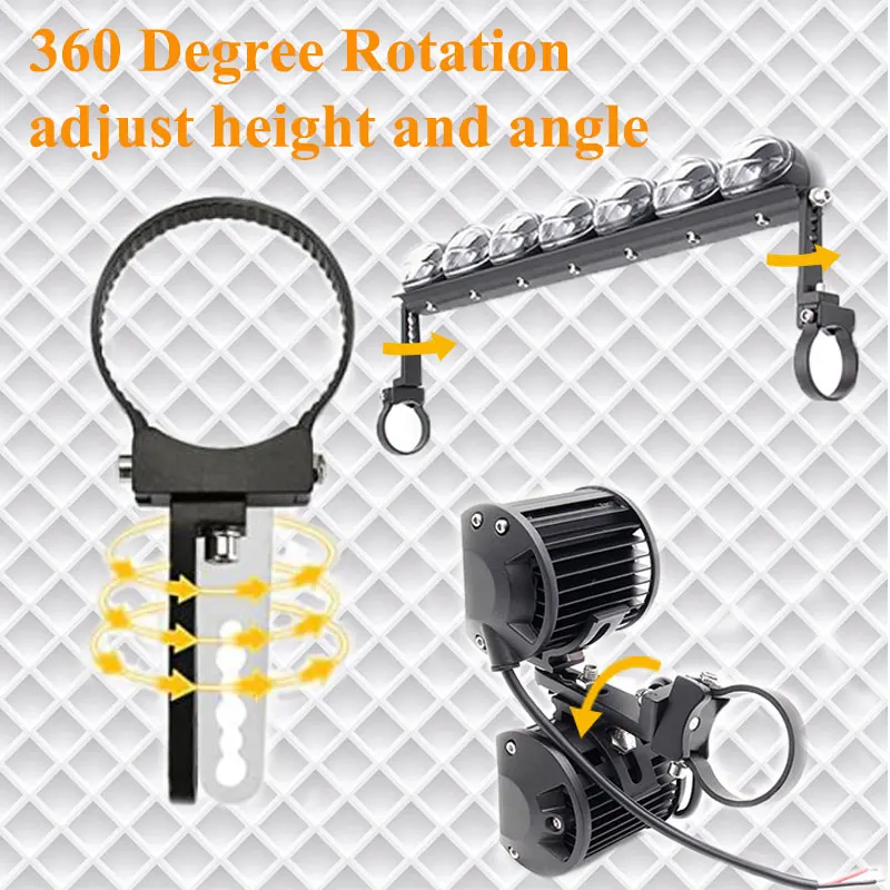 Soportes de montaje ajustables para foco Led de motocicleta, barra Led todoterreno 4X4, abrazadera de montaje de soporte de tubo de luz de trabajo