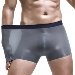 Men Sexy Ice Silk Seamless Boxer Pouch Sleepwear Breathable Underwear Pants Shorts Comfortable Bulge Panties Underpant