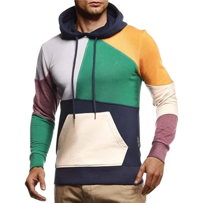 Men's Sweatshirt Color Block Hoodies Pullover Jacket Patchwork Hoodies Men Casual Hoodies Hip Hop Hooded Sweatshirts 2020 Autumn