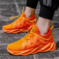 Hot Orange Men Sneakers Big Size Unisex Mesh Breathable Casual Running Shoes Men Light Soft Sports Shoes Blade Sneakers Women