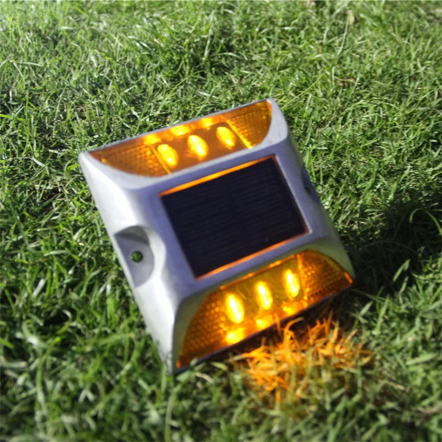 Solar Powered Driveway Markers 6LED Solar Dock Light Aluminum Solar Boat Deck Lights Waterproof LED Wireless Warning Step Light