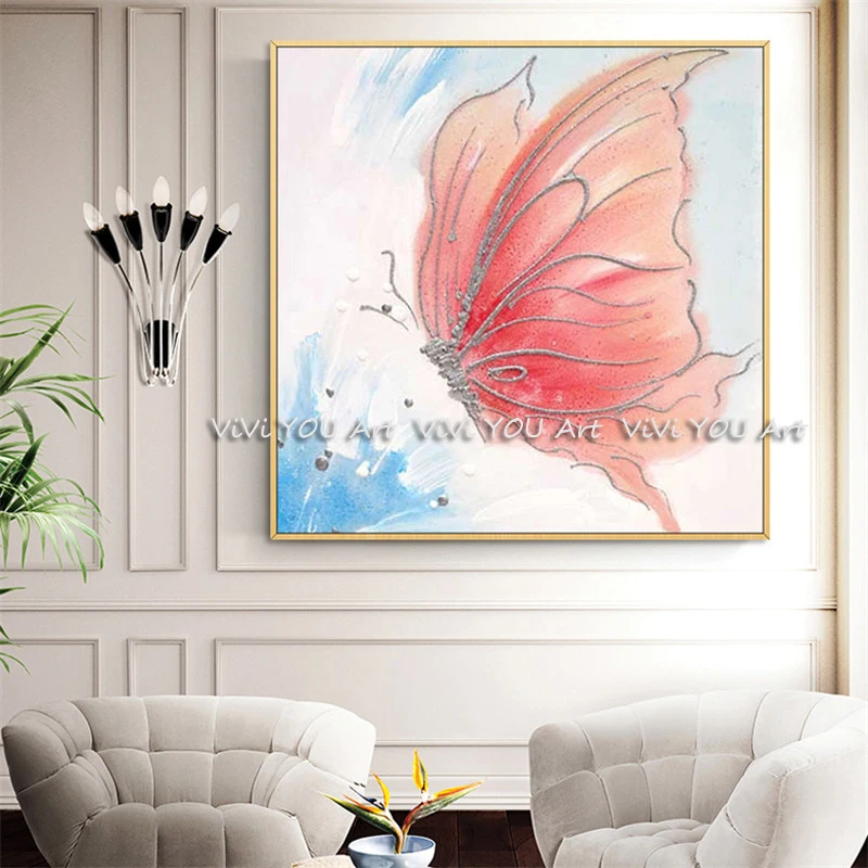 

large Size home decoration Hand-painted Abstract Butterflies Oil Paintings on Canvas Handmade Abstract Butterfly Oil Paintings