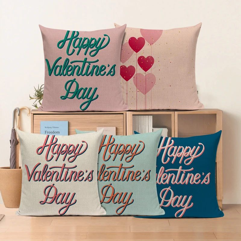 

Valentines Day Pillow Cover 45x45cm For Couples Cushion Cover Chair Sofa Decorative Pillows Wedding Home Decor Kussenhoes Gift