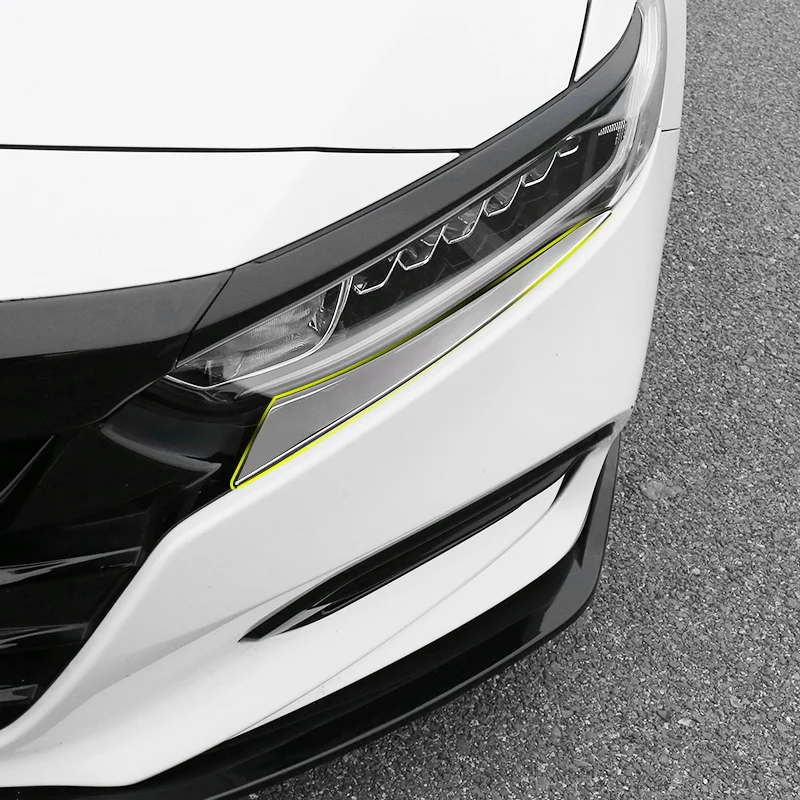 For Honda Accord 2017 2018+ 10th Stainless Steel Front Headlight Lamp Eyelid Covers Car Stylign Accessories