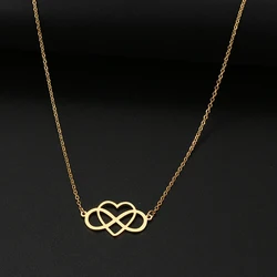 Stainless Steel Necklaces Heart Infinity Symbol Pendant Chain Choker Fashion Necklace For Women Jewelry Party Gifts One Piece