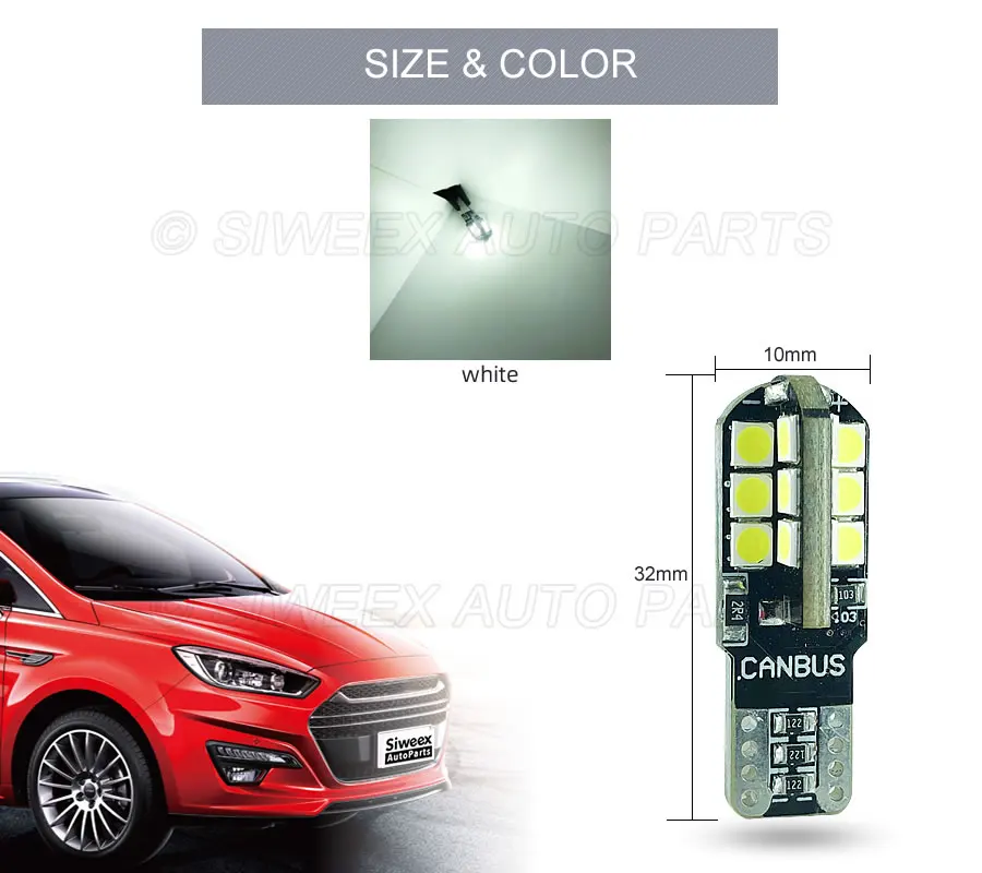 W5W T10 24 SMD 3030 Car LED Lamp Canbus Error Free Parking Reading Lights License Plate Bulbs Car-Styling White 12V
