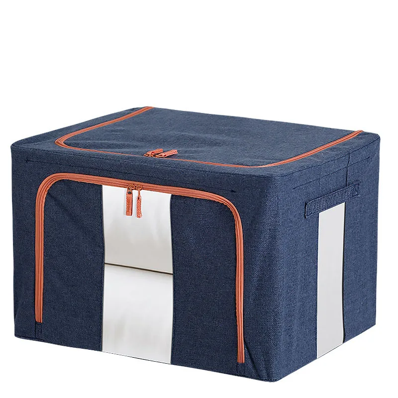 3D Storage Box Household Oxford Cloth Portable Quilt Storage Case Foldable Steel Frame Clothes Container Large Wardrobe Organize