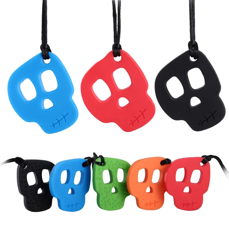 1Pc Sensory Chew Necklace Brick Chewy Kids Silicone Biting Topper Baby Teether Toy Children with Autism Baby Care BPA Free Beads