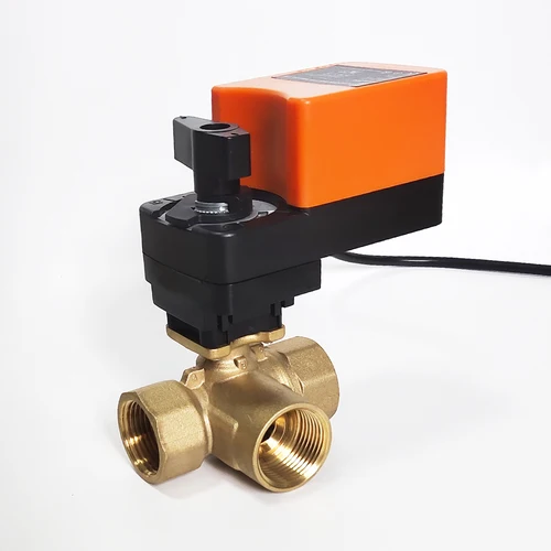 Imagen 1 del producto Válvula mezcladora de 1/2 pulgadas tipo T de 3 vías, válvula de proporción AC/DC24V 0-10V modulante para regulación de flujo o control de encendido/apagado