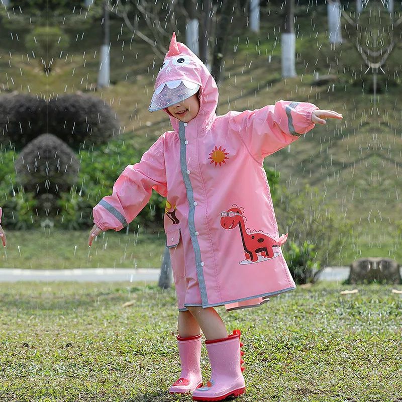 Kids Raincoat Waterproof Cartoon Design Children Outerwear Coat For School Girls Boys 90-145CM Rainwear Dwq621