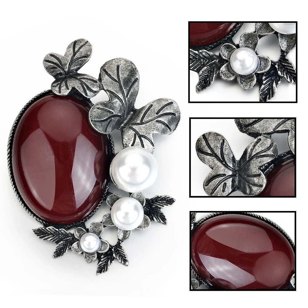 2024 Trend Jewelry Classical Resin Imitation Pearl Flower Brooch  Ladies Collar Scarf Accessories Brooch Pin