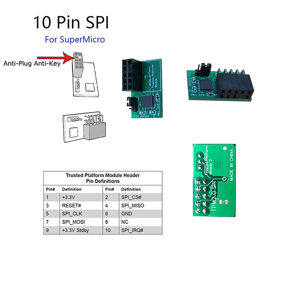 For MSI Motherboard TPM 2.0 Encryption Security Module Remote Card 10Pin SPI TPM2.0 Security Module