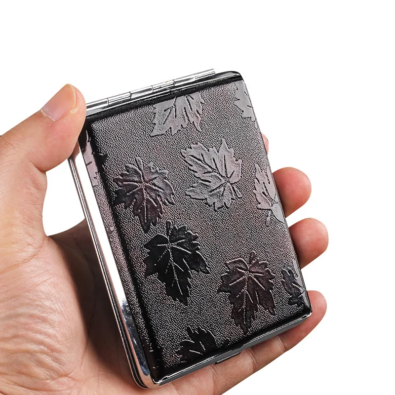 20pcs Leather Cigarette Box Cigar Case Men 100mm Hand Cigarette Small Cigar Smoking Case Portable Metal Case Smoking Accessories