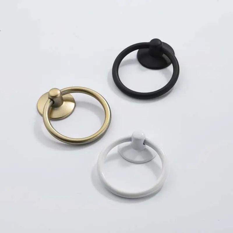 1x Antique ring Drawer Knob Single Hole Kitchen Closet Dresser Handles Pulls Cupboard Wardrobe Door Knob Drawer Pull
