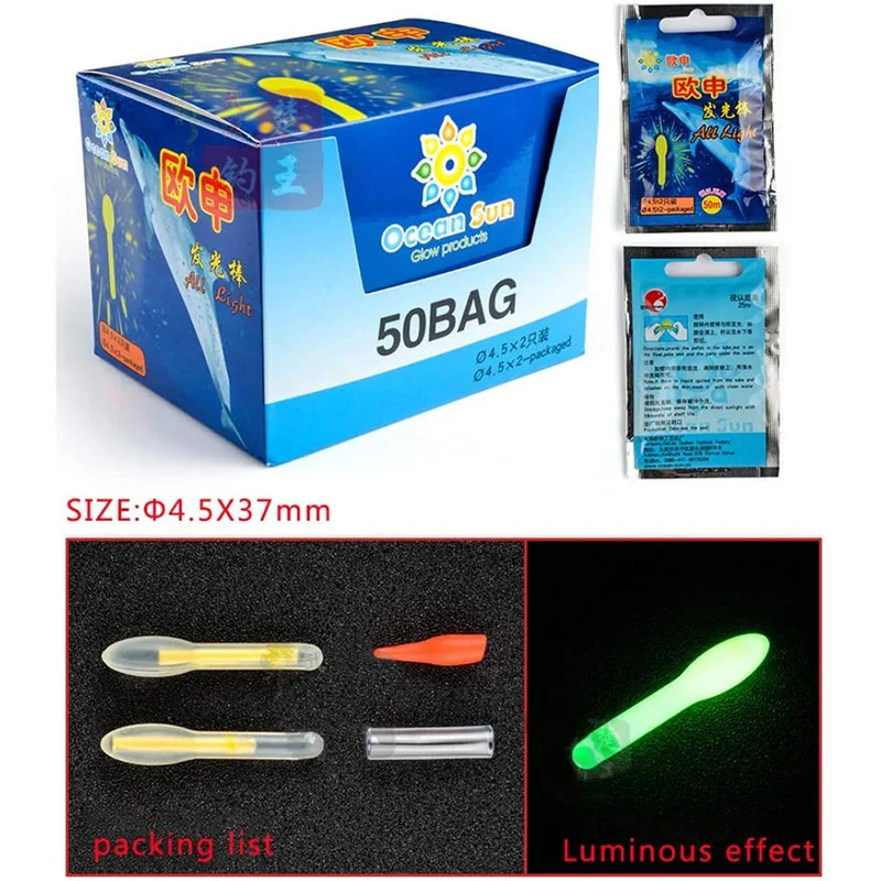 10PCS/5Bags Fishing Float Light Stick Bulb Shape Fluorescent Lightstick Night Fishing Glow Sticks for Bobbers Rod Bell Alarm