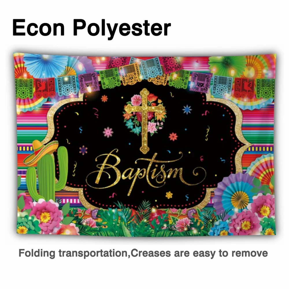 Allenjoy المكسيكي حفلة خلفية المعمودية بالتواصل الملونة استحمام الطفل الصبار الذهب عبر المشارب ديكور فوتوزون خلفية