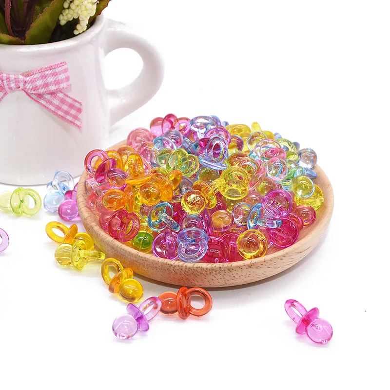 50Pcs Multicolor Transparent Acrylic Mini Pacifier Baby Shower  Party Favors Decor DIY Girl Boy Birthday Festival Party Supplies