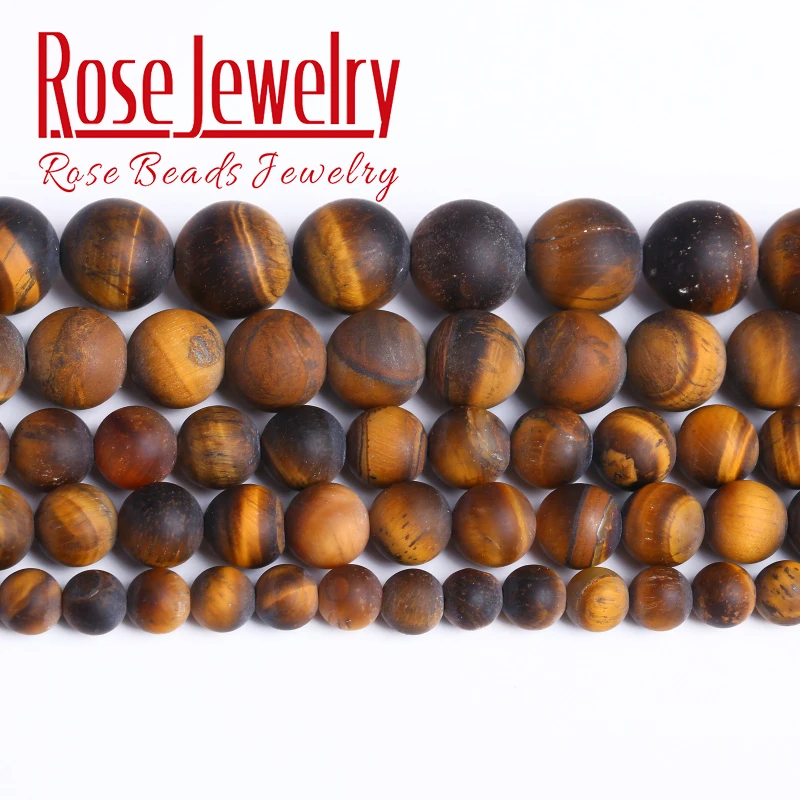 Dull Polish Matte Natural Yellow Tiger Eye Beads Round Stone Beads For Jewelry Making  DIY Bracelet Accessories 4 6 8 10 12 14mm