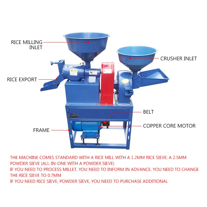 Small Household Rice, Corn, Wheat, Millet Shelling and Peeling Machine Rice Milling Machine Yunlinli Beat Rice and Smash 2.2kw