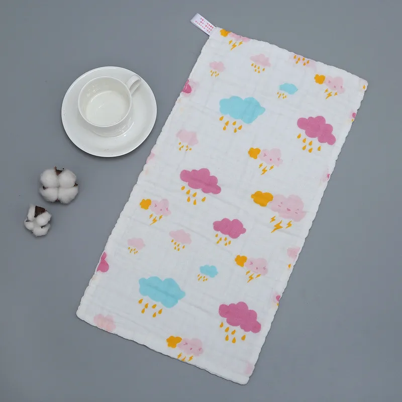 1/2 pieces/baby towel-6 layers of pure cotton gauze soft cartoon pattern bath towel feeding saliva towel
