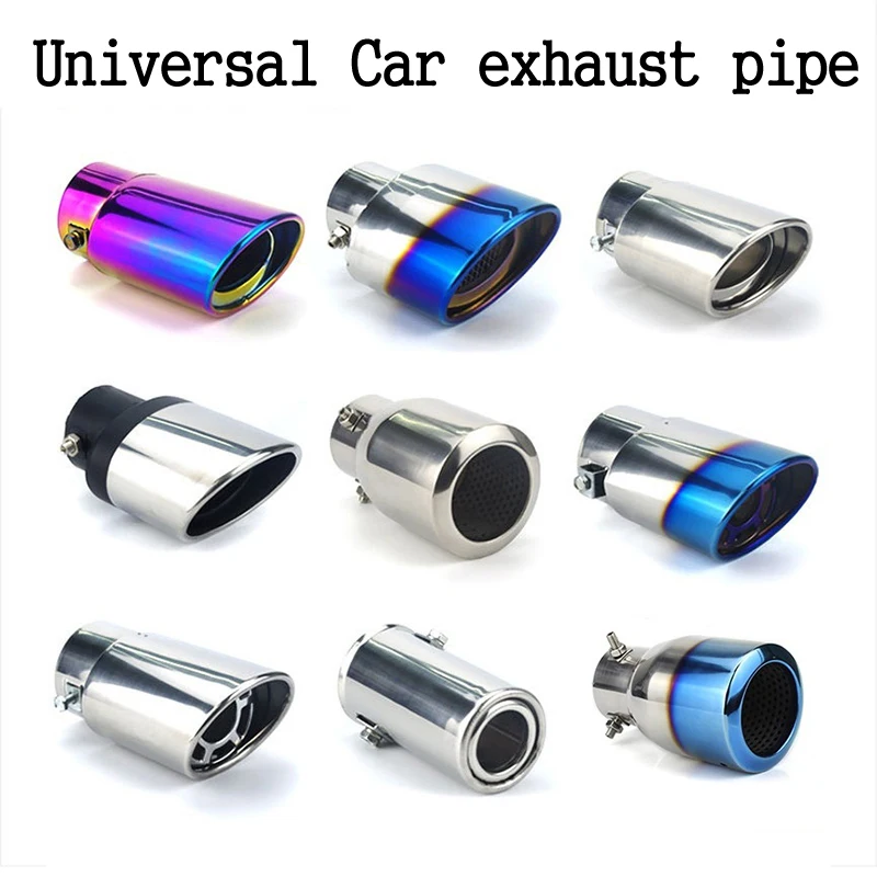 

Modified Universal Car Auto Exhaust Muffler Tip Stainless Steel Pipe Trim Car Rear Tail Throat Liner Accessories inlet 50mm 63mm