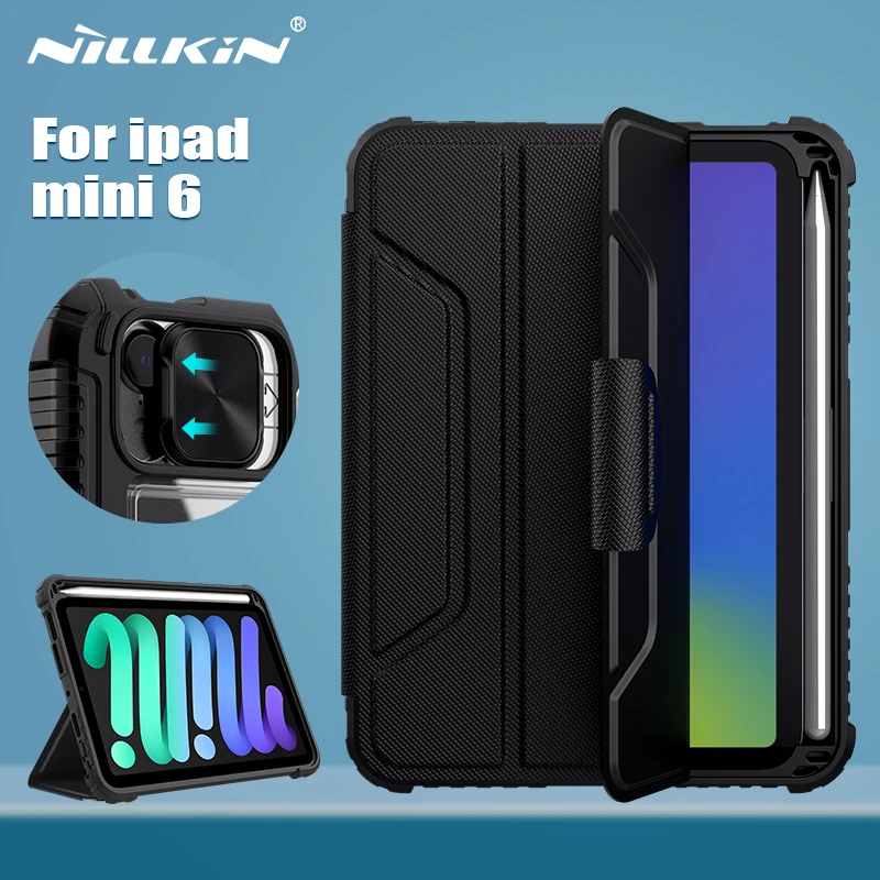 NILLKIN For iPad mini 7 2024 Case Magnetic Case For iPad mini 6 2021Camera Protection Cover With Pencil Holder Smart Cover Funda