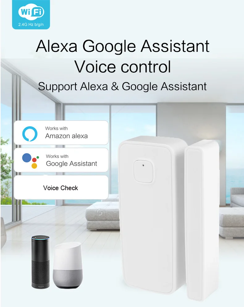 Tuya Wifi Deur Sensor, Smart Deur Open/Gesloten Detectoren, smart Leven App Wifi Raam Sensor Werken Met Alexa,Google Thuis