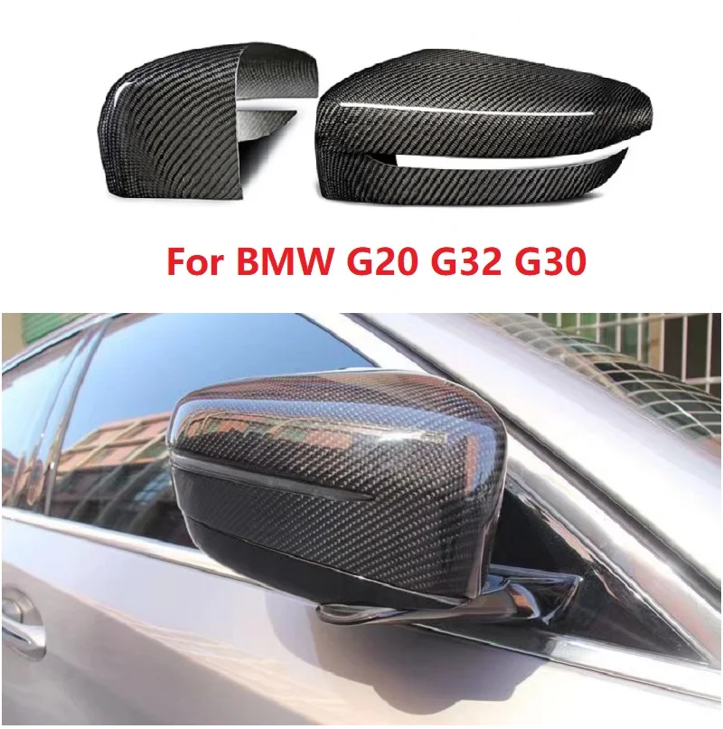 Dry Carbon Fiber Car Review Mirror Cover Caps Fit for BMW G20 G32 G30 G38 G11 G12 2017+  Add On Style