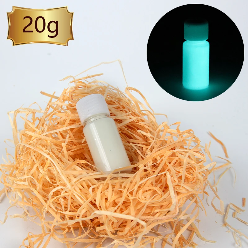 20g Blue Green Glow in the Dark Fluorescent Paint for Party Nail Decoration Art Supplies Phosphor Pigment DIY